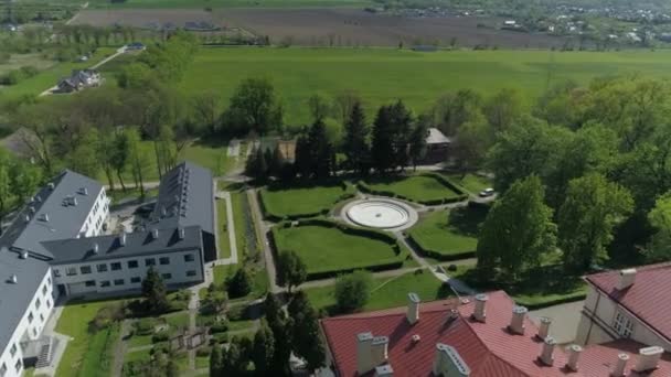 Princes Palace Park Sanguszkow Tarnow Aerial View Poland High Quality — Stock Video