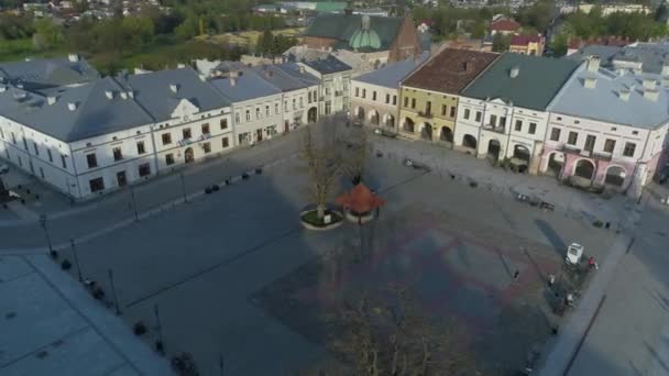 Prachtig Marktplein Krosno Luchtfoto Uitzicht Polen Hoge Kwaliteit Beeldmateriaal — Stockvideo