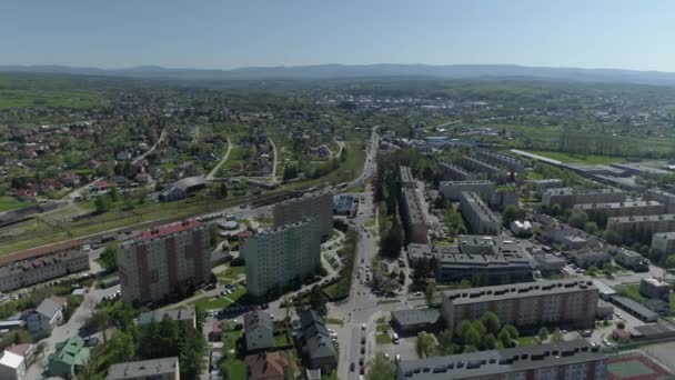 Schöne Landschaft Jaslo Luftaufnahme Polen Hochwertiges Filmmaterial — Stockvideo