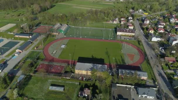 Piękny Stadion Krosno Aerial View Poland Wysokiej Jakości Materiał — Wideo stockowe