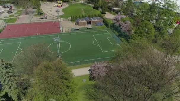 Lindo Campo Futebol Jaslo Vista Aérea Polónia Imagens Alta Qualidade — Vídeo de Stock