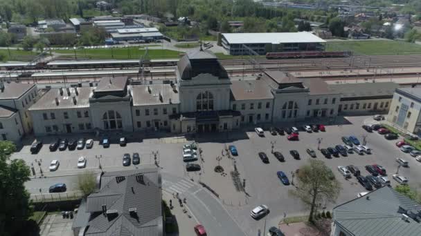 Όμορφη Σιδηροδρομικός Σταθμός Tarnow Aerial View Πολωνία Υψηλής Ποιότητας Πλάνα — Αρχείο Βίντεο
