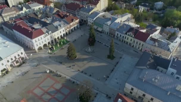 Prachtig Marktplein Krosno Luchtfoto Uitzicht Polen Hoge Kwaliteit Beeldmateriaal — Stockvideo