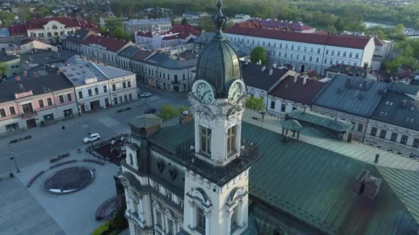 Güzel Eski Kasaba Pazar Meydanı Sacz Hava Manzarası Polonya Yüksek — Stok video