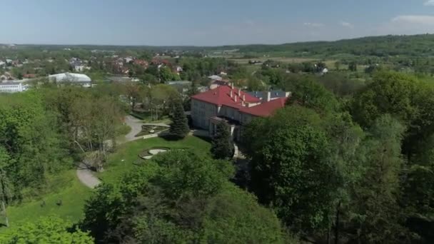 Princes Palace Park Sanguszkow Tarnow Aerial View Polen Hoge Kwaliteit — Stockvideo