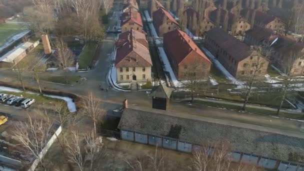 Campo Concentración Auschwitz Vista Aérea Oswiecim Polonia Imágenes Alta Calidad — Vídeos de Stock