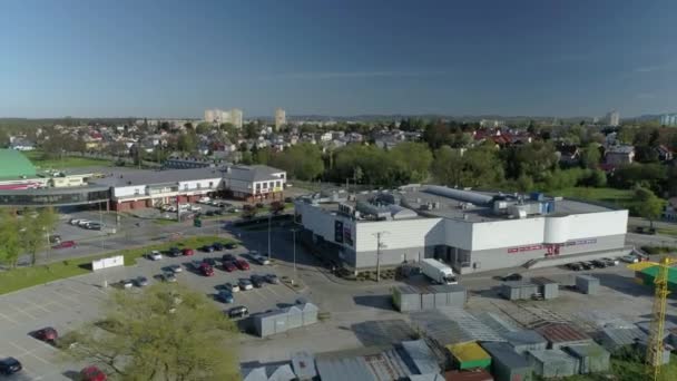 Bellissimo Centro Commerciale Galeria Krosno Vista Aerea Polonia Filmati Alta — Video Stock