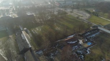 Auschwitz Toplama Kampı Oswiecim Hava Görüntüleme Polonya. Yüksek kalite 4k görüntü