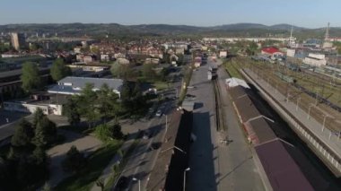 Güzel Panorama Nowy Sacz Hava Manzarası Polonya. Yüksek kalite 4k görüntü