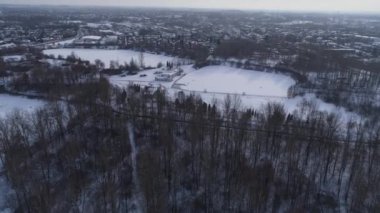 Güzel Panorama Donmuş Göletler Czestochowa Hava Görüntüsü Polonya. Yüksek kalite 4k görüntü