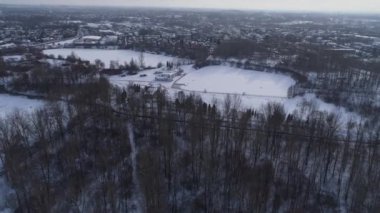 Güzel Panorama Donmuş Göletler Czestochowa Hava Görüntüsü Polonya. Yüksek kalite 4k görüntü