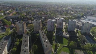 Güzel Panorama Gökdelenleri Şimdi Sacz Hava Manzarası Polonya. Yüksek kalite 4k görüntü