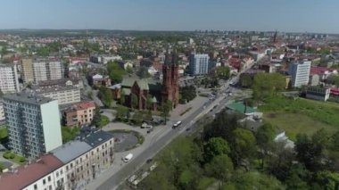 Güzel Panorama Kilisesi Tarnow Hava Manzaralı Polonya. Yüksek kalite 4k görüntü