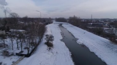 Güzel Czestochowa Nehri Hava Manzarası Polonya. Yüksek kalite 4k görüntü