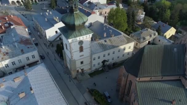 Torre Farna Museo Dell Artigianato Krosno Veduta Aerea Polonia Filmati — Video Stock