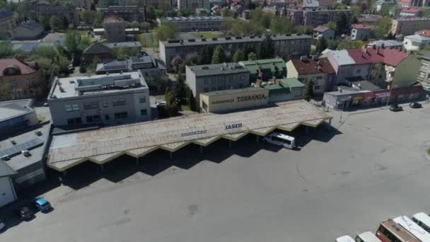 Busstation Jaslo Aerial View Polen Hoge Kwaliteit Beeldmateriaal — Stockvideo