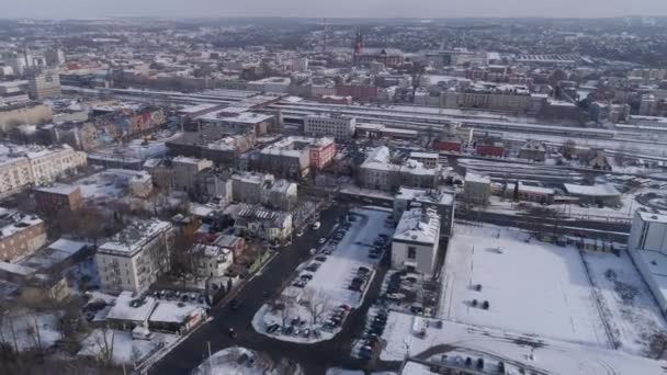 Vackra Panorama Czestochowa Flygfoto Polen Högkvalitativ Film — Stockvideo