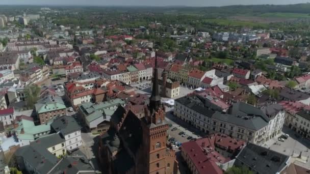 Prachtige Panorama Kathedraal Basiliek Tarnow Luchtfoto Polen Hoge Kwaliteit Beeldmateriaal — Stockvideo