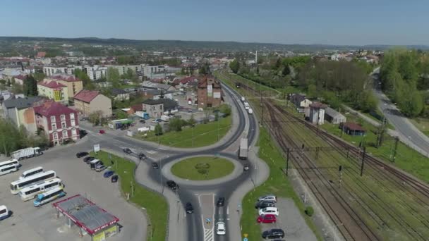 Beautiful Roundabout Landscape Jaslo Aerial View Poland High Quality Footage — Stock Video
