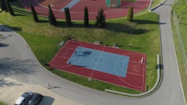Schöner Spielplatz Tarnow Luftaufnahme Polen Hochwertiges Filmmaterial — Stockvideo