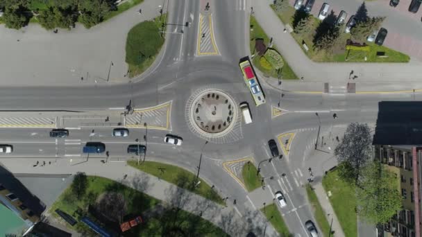 Timelapse Top Roundabout Tarnow Aerial View Poland Высококачественные Кадры — стоковое видео