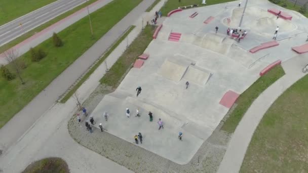 Beautiful Skatepark Mielec Aerial View Poland High Quality Footage — Stock Video