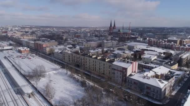 Gyönyörű Panoráma Bazilika Czestochowa Aerial View Lengyelország Kiváló Minőségű Felvételek — Stock videók
