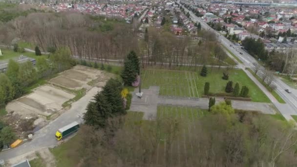 Soldados Cemitério Mielec Vista Aérea Polônia Imagens Alta Qualidade — Vídeo de Stock