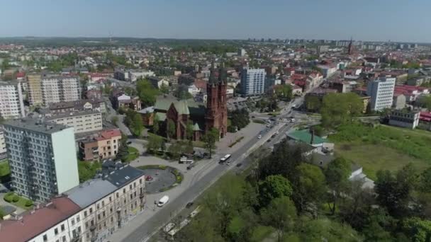 Bela Igreja Panorama Tarnow Vista Aérea Polônia Imagens Alta Qualidade — Vídeo de Stock