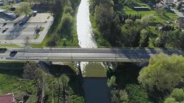 Krásný Most River Krosno Aerial View Polsko Vysoce Kvalitní Záběry — Stock video