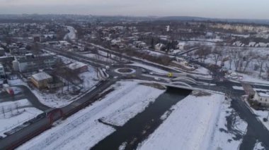 Güzel Panorama Köprüsü Czestochowa Hava Manzarası Polonya. Yüksek kalite 4k görüntü