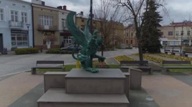 Güzel Griffin Anıtı Mielec Hava Manzarası Polonya. Yüksek kalite 4k görüntü