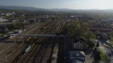 Panorama Güzel Raylar Sacz Hava Manzarası Polonya. Yüksek kalite 4k görüntü