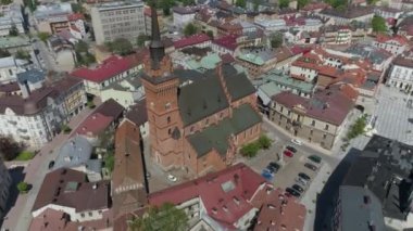Güzel Katedral Bazilikası Tarnow Hava Manzaralı Polonya. Yüksek kalite 4k görüntü