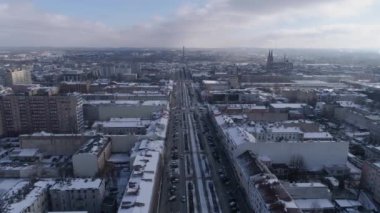 Güzel Panorama Bulvarı Czestochowa Hava Manzarası Polonya. Yüksek kalite 4k görüntü
