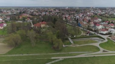 Güzel Panorama Park Müzesi Dworek Mielec Hava Manzaralı Polonya. Yüksek kalite 4k görüntü