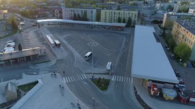 Güzel otobüs durağı Krosno Aerial View Poland. Yüksek kalite 4k görüntü