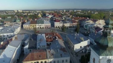 Güzel Pazar Meydanı Krosno Hava Manzarası Polonya. Yüksek kalite 4k görüntü