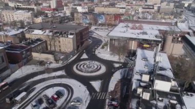 Panorama Tren İstasyonu Czestochowa Hava Görüntüleme Polonya. Yüksek kalite 4k görüntü