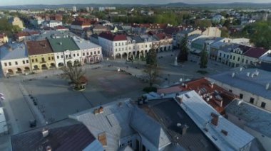 Güzel Pazar Meydanı Krosno Hava Manzarası Polonya. Yüksek kalite 4k görüntü
