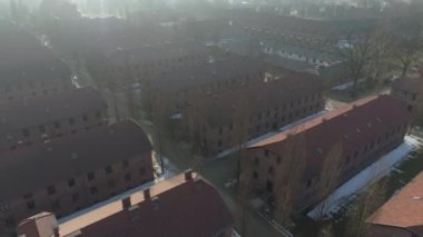 Auschwitz Toplama Kampı Oswiecim Hava Görüntüleme Polonya. Yüksek kalite 4k görüntü