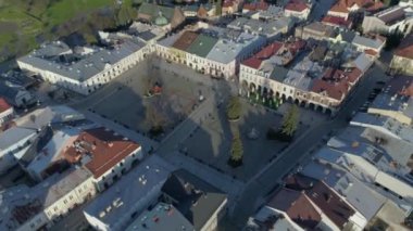 Güzel Pazar Meydanı Krosno Hava Manzarası Polonya. Yüksek kalite 4k görüntü