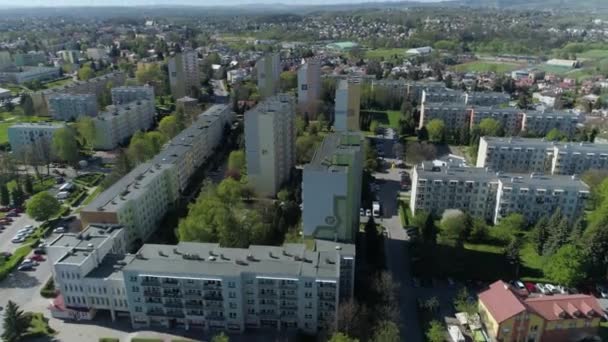 Güzel Gökdelenler Krosno Havacılık Görünümü Polonya Yüksek Kalite Görüntü — Stok video