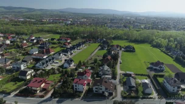 Beautiful Panorama Housing Estate Nowy Sacz Αεροφωτογραφία Πολωνία Υψηλής Ποιότητας — Αρχείο Βίντεο