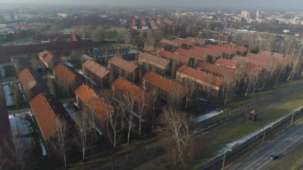 奥斯威辛集中营Oswiecim Aerial View Poland 高质量的4K镜头 — 图库视频影像