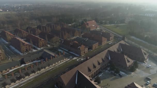 Campo Concentración Auschwitz Vista Aérea Oswiecim Polonia Imágenes Alta Calidad — Vídeo de stock