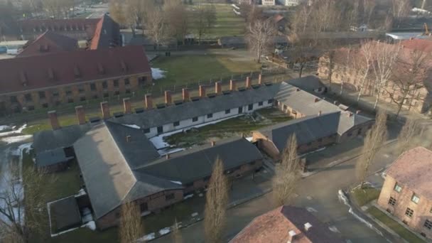 Auschwitz Toplama Kampı Oswiecim Hava Görüntüleme Polonya Yüksek Kalite Görüntü — Stok video