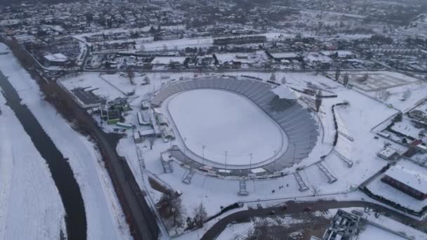 Piękny Stadion Panoramy Częstochowa Aerial View Poland Wysokiej Jakości Materiał — Wideo stockowe