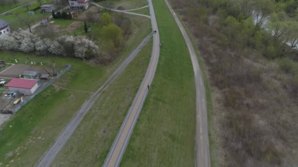 Beautiful Panorama River Wisloka Mielec Aerial View Poland High Quality — Stock Video