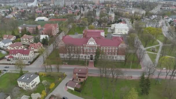 Красивий Шкільний Комплекс Mielec Air View Польща Високоякісні Кадри — стокове відео